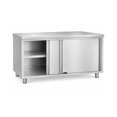 Commercial Stainless Steel Sliding Door Floor Cupboard 1800x700x850mm - QNH332