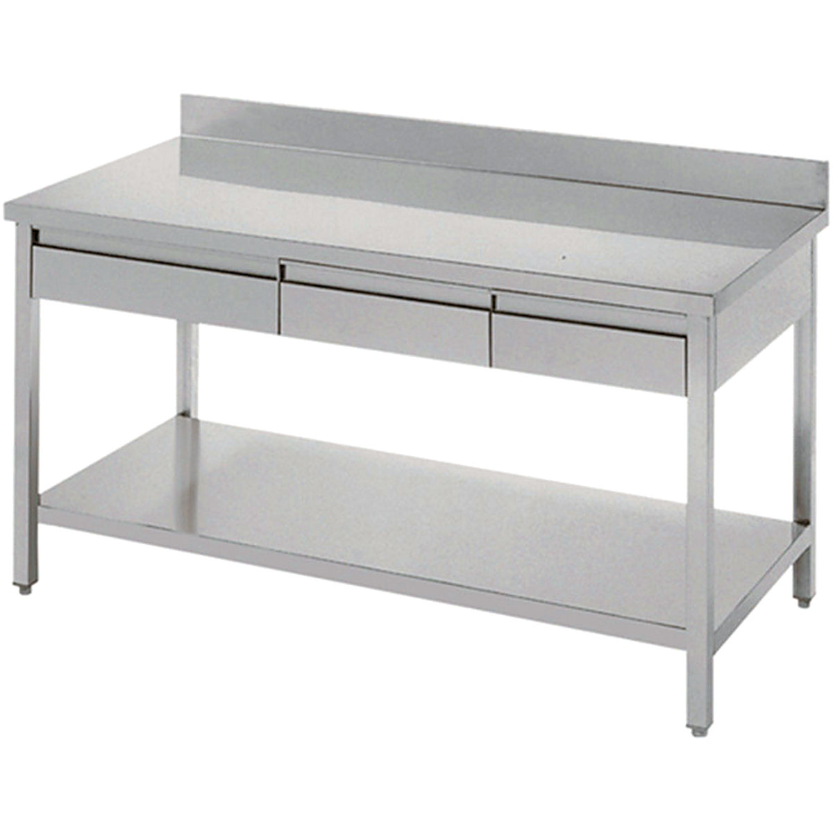 Professional Work table 3 drawers Stainless steel Bottom shelf Upstand 1500x600x900mm - THATS156A3D