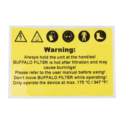 Buffalo Oil Filtration Warning Label - AP476