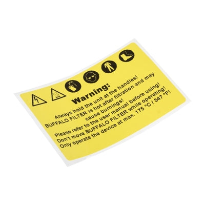 Buffalo Oil Filtration Warning Label - AP476