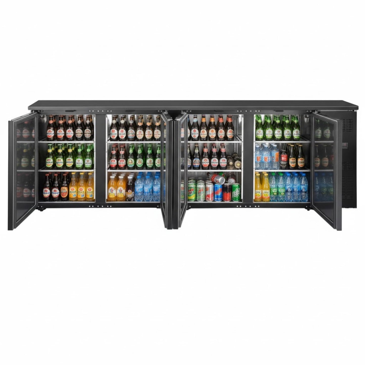 Professional 698L 4-Door Undercounter Back Bar Refrigerator – Black | JTA414