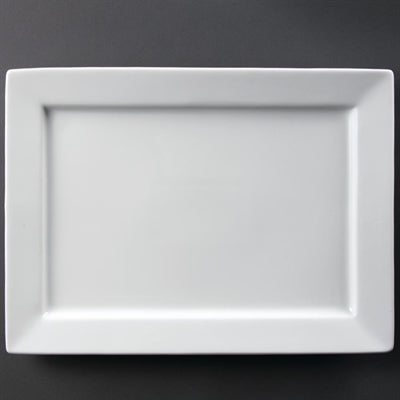 Olympia Whiteware Wide Rim Rectangular Platter 400x295mm - C362