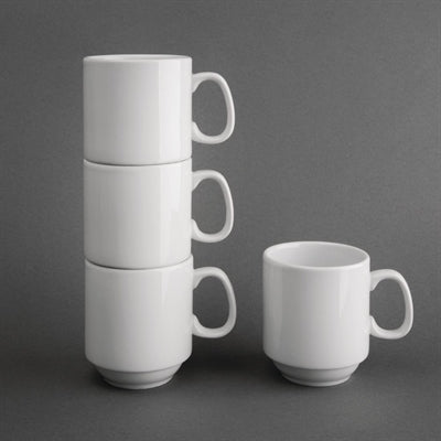 Olympia Whiteware Stacking Mugs 284ml (12 Pack) - CB461