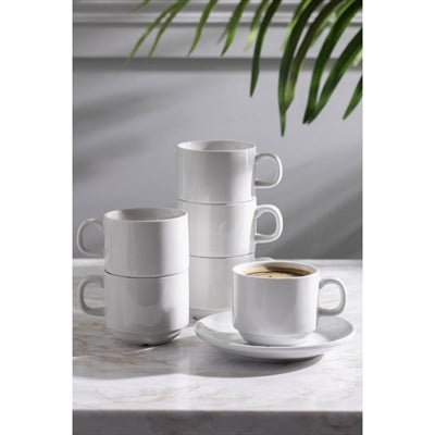 Olympia Whiteware Stacking Saucers 150mm (12 Pack) - CB468