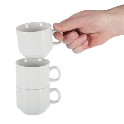 Olympia Whiteware Stacking Tea Cups 200ml (12 Pack) - CB467