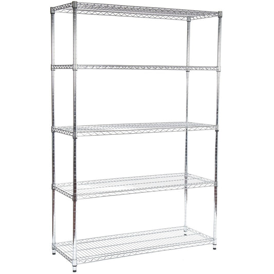 Commercial Shelving Unit 5 Tier 1250kg Width 1200mm Depth 450mm Chrome Wire