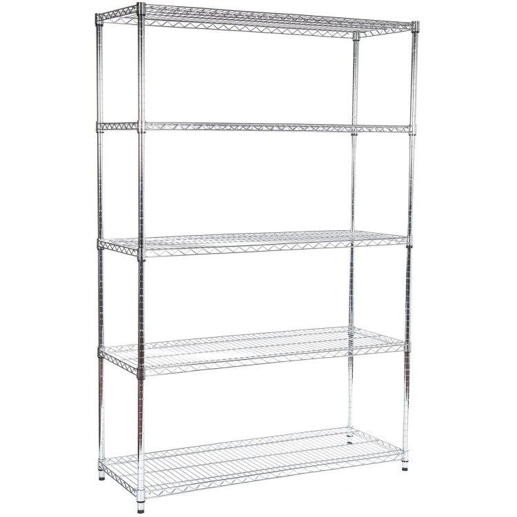 Commercial Shelving Unit 5 Tier 1250kg Width 1500mm Depth 450mm Chrome Wire
