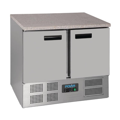 Polar G-Series Double Door Counter Fridge with Granite Work Top 240Ltr - CL108