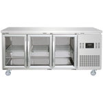 Commercial 3 Glass Door Counter Fridge - Stainless Steel Prep Fridge 1794×700×950mm (Energy Class A) - SUP122