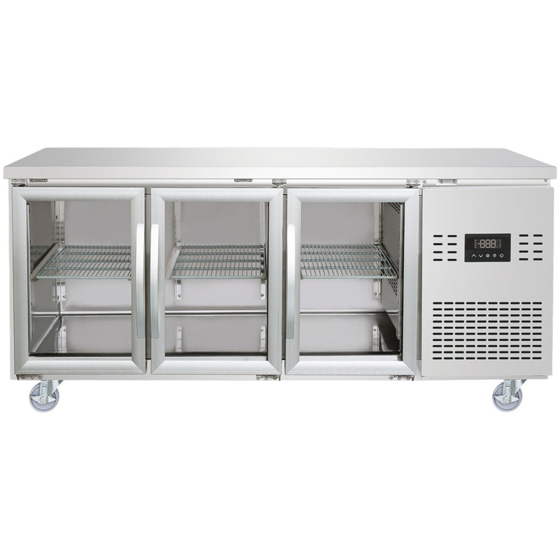 Commercial 3 Glass Door Counter Fridge - Stainless Steel Prep Fridge 1794×700×950mm (Energy Class A) - SUP122