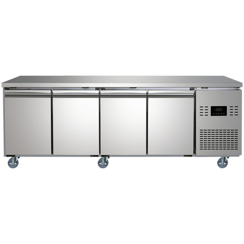 Commercial 4 Door Counter Fridge - Stainless Steel Prep Fridge 2239×700×850mm (Energy Class B) - SUP118