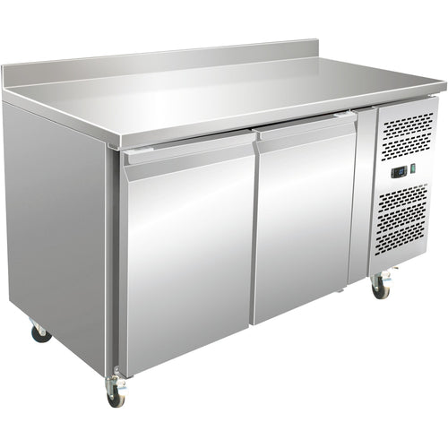 Commercial Refrigerated Counter with Upstand 260L 2 Door 1360 x 600 x 860mm Ventilated Cooling - THSNACK2200TNEC