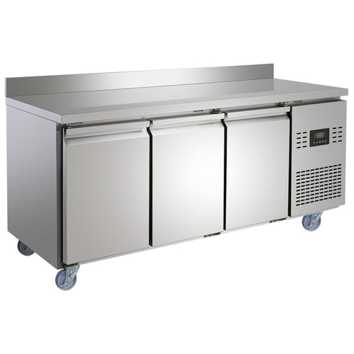 Commercial Refrigerated Counter with Upstand 3 Door 334L 1794 x 600 x 950mm Fan Assisted Cooling - SUP210