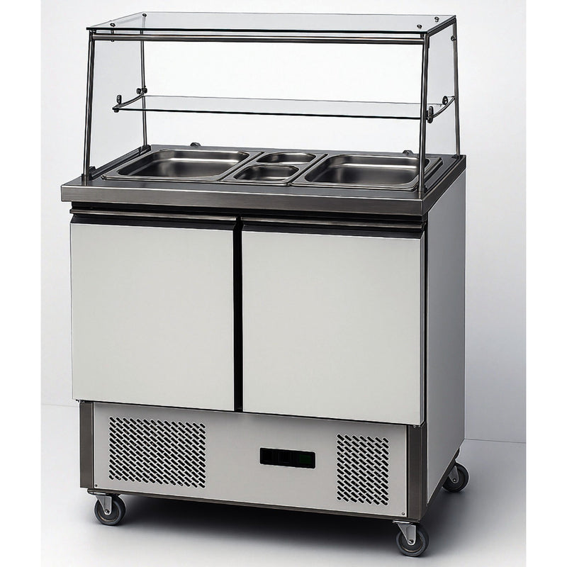 Commercial Saladette Counter with Glass Display 240L 2 doors 900x700x1285mm - THS900FVG