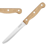 Olympia Rounded Steak Knives with Acacia Wood Handles 110mm (12 Pack) - CS717