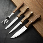 Olympia Rounded Steak Knives with Acacia Wood Handles 110mm (12 Pack) - CS717