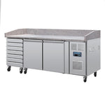 Polar U-Series Double Door Pizza Counter with Granite Top & Dough Drawers 290Ltr - UA080