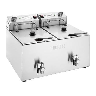 Buffalo Countertop Electric Fryer with Timer 2x8Ltr - CU621