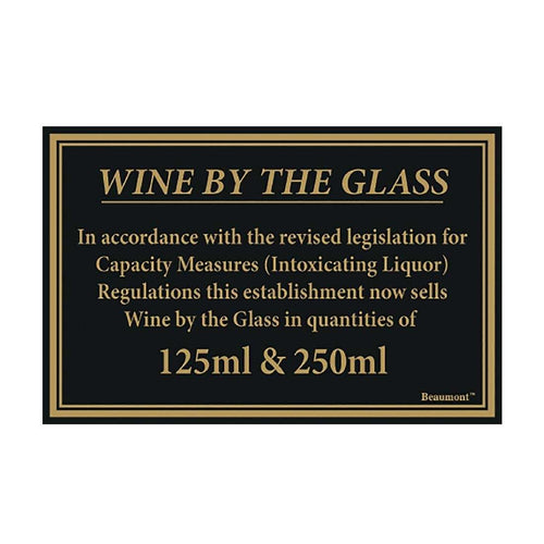 Beaumont 125ml & 250ml Wine Law Sign 170x110mm CZ680