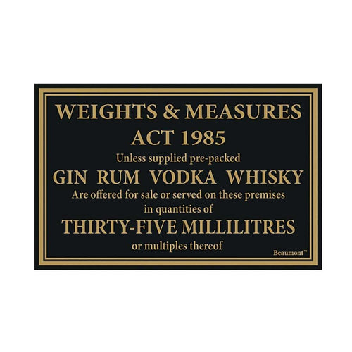 Beaumont 1985 Weights & Measures Sign 35ml 170x110mm CZ681