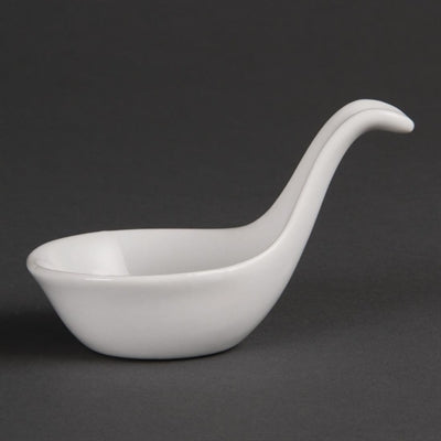 Olympia Whiteware Miniature Spoon Shape Dipping Bowls 60x95x55mm (12 Pack) - DK801