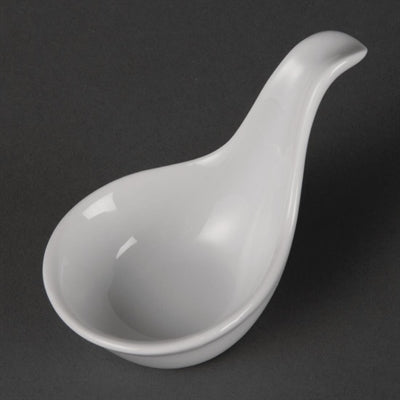 Olympia Whiteware Miniature Spoon Shape Dipping Bowls 60x95x55mm (12 Pack) - DK801