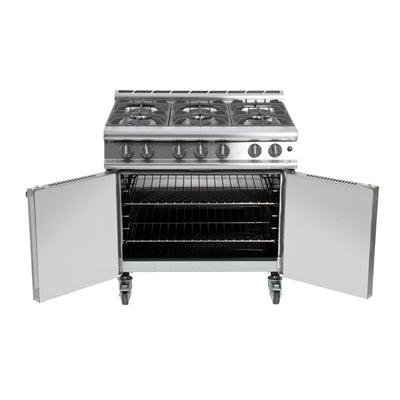 Falcon 6 Burner Dominator Plus Oven Range G3101 Propane Gas with Castors - DK941-P
