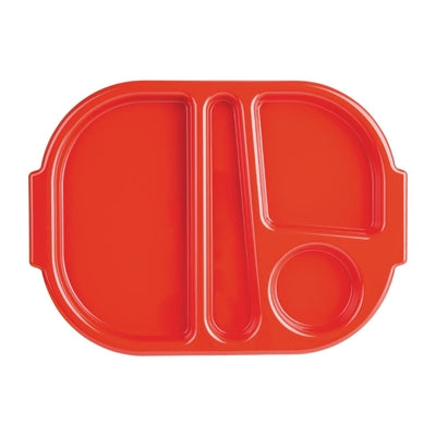 Olympia Kristallon PP Oval Compartment Food Tray Red 321mm (10 pack) - DL126