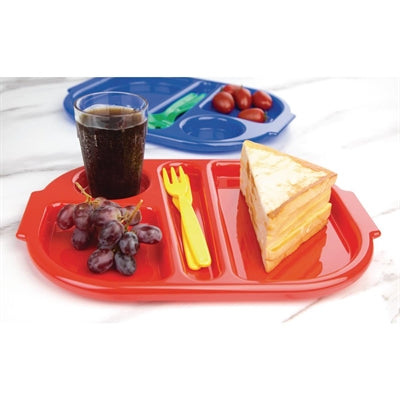 Olympia Kristallon PP Oval Compartment Food Tray Red 321mm (10 pack) - DL126