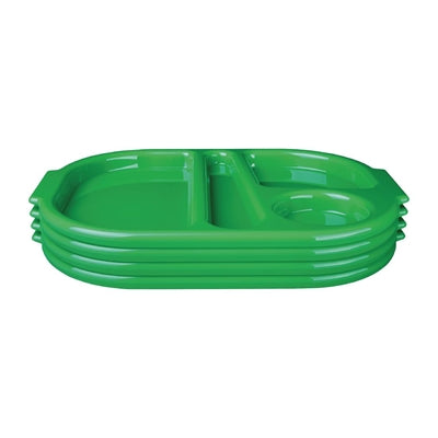 Olympia Kristallon PP Oval Compartment Food Tray Green 321mm (10 pack) - DL128