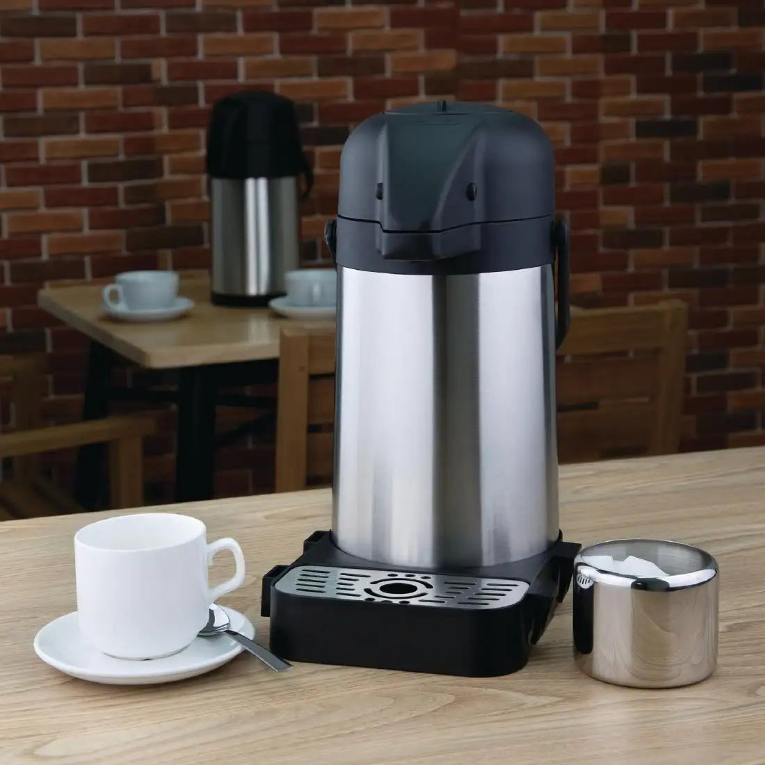 Olympia Pump Action Airpot 1.9Ltr | Stainless Steel Hot Drinks Dispenser DL163