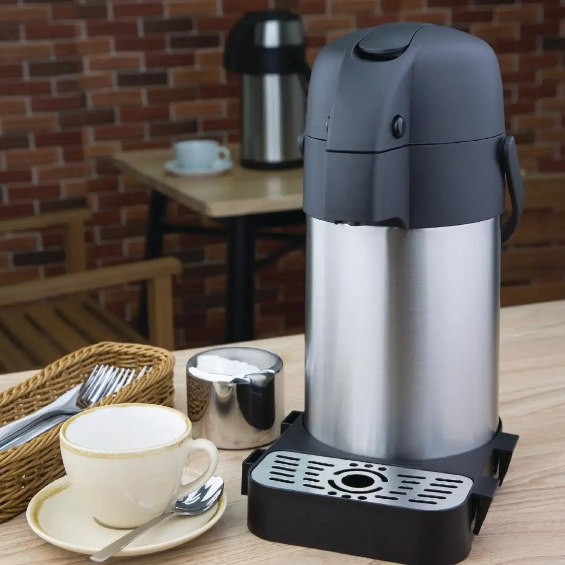 Olympia Lever Action Airpot 2.5Ltr | Stainless Steel Hot Drinks Dispenser DL165