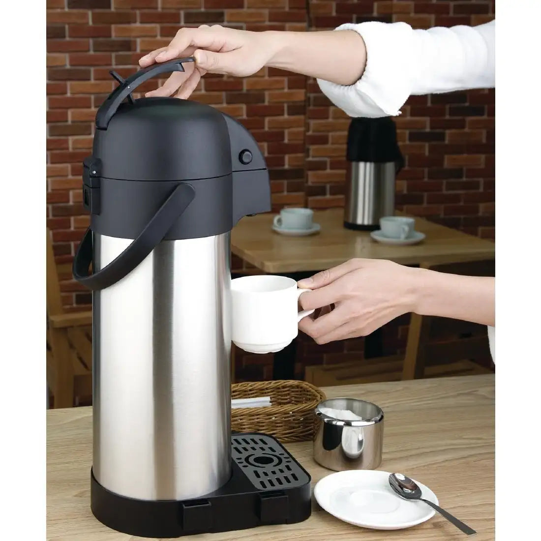 Olympia Lever Action Airpot 4Ltr | Large Capacity Hot Drinks Dispenser DL166