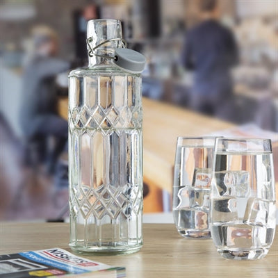 Olympia Geo Glasses Water Bottles with Stopper 1Ltr (6 Pack) - DN816