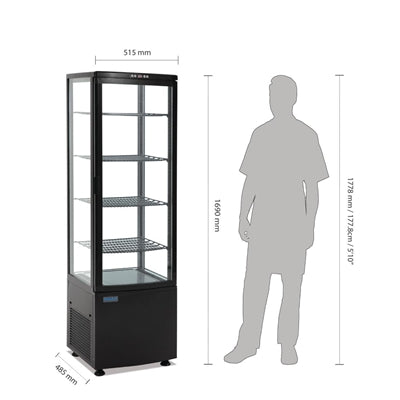 Polar C-Series Energy Efficient Curved Door Display Fridge Black 235Ltr - CX573