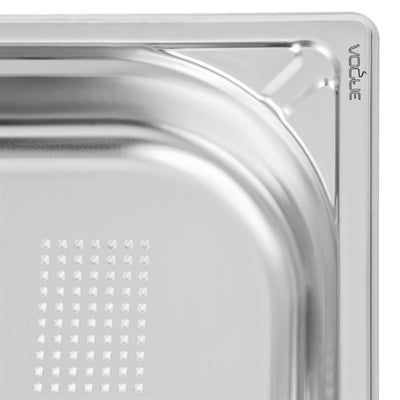 Vogue Heavy Duty Stainless Steel Perforated 1/1 Gastronorm Tray 65mm - DW461