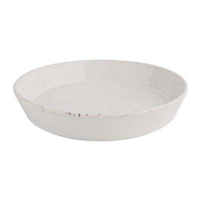 Olympia Cavolo Flat Round Bowls White Speckle 220mm (4 Pack) - FD901