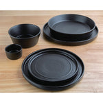 Olympia Cavolo Flat Round Bowls Textured Black 143mm (6 Pack) - FD906