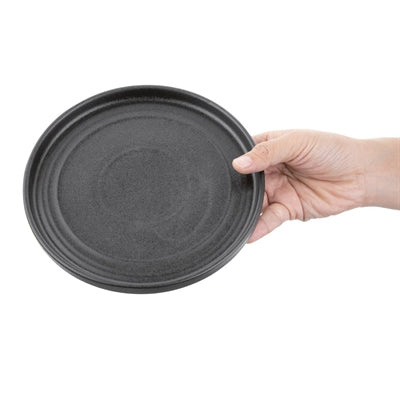 Olympia Cavolo Flat Round Plates Textured Black 180mm (6 Pack) - FD908