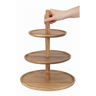 Olympia Acacia 3-Tier Stand 305(Ø) x 395(H)mm - FE152