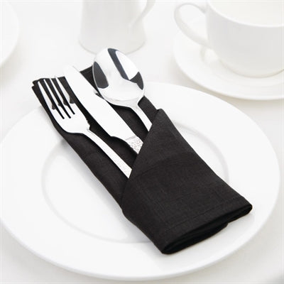 Olympia Linen Table Napkin Black 400x400mm (12 Pack) - FW697