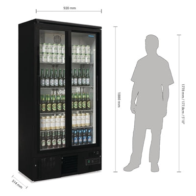 Polar Upright Back Bar Cooler with Sliding Doors 490Ltr - GJ448