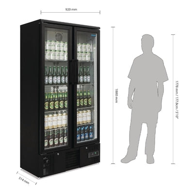 Polar Upright Back Bar Cooler with Hinged Doors 490Ltr - GJ449