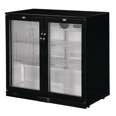 Polar G-Series Back Bar Cooler with Hinged Doors Black 208Ltr - GL002