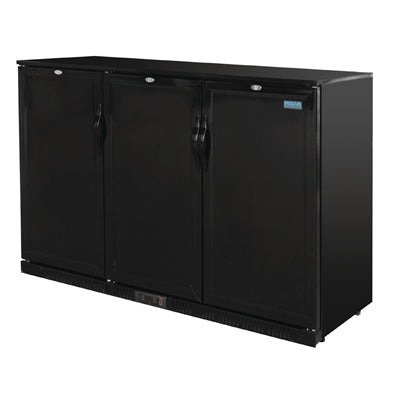 Polar G-Series 900mm Triple Solid Door Back Bar Cooler Black 330Ltr - GL017