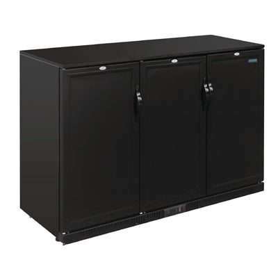 Polar G-Series 900mm Triple Solid Door Back Bar Cooler Black 330Ltr - GL017