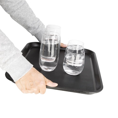 Olympia Kristallon PP Rectangular Non-Slip Tray Black 355x455mm - GM239