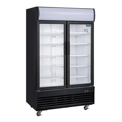 Polar G-Series Upright Hinged Door Display Cooler with Light Box 950Ltr Black - GM813