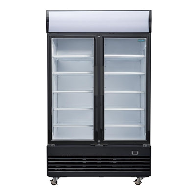 Polar G-Series Upright Hinged Door Display Cooler with Light Box 950Ltr Black - GM813