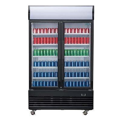 Polar G-Series Upright Hinged Door Display Cooler with Light Box 950Ltr Black - GM813